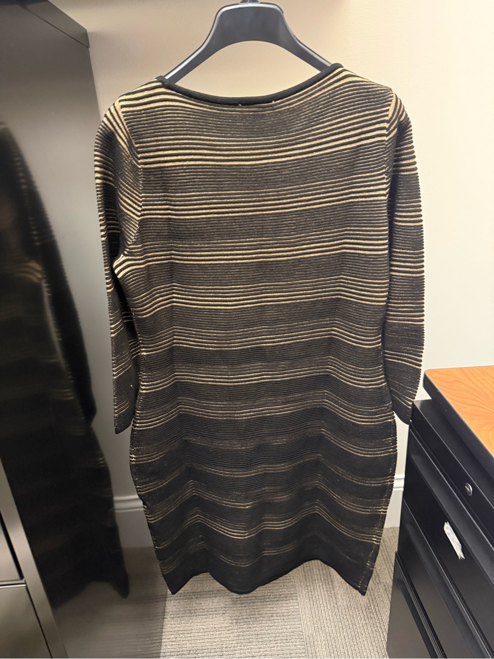 Calvin Klein Metallic Striped Long-Sleeve Knit Dress - Picture 4 of 5
